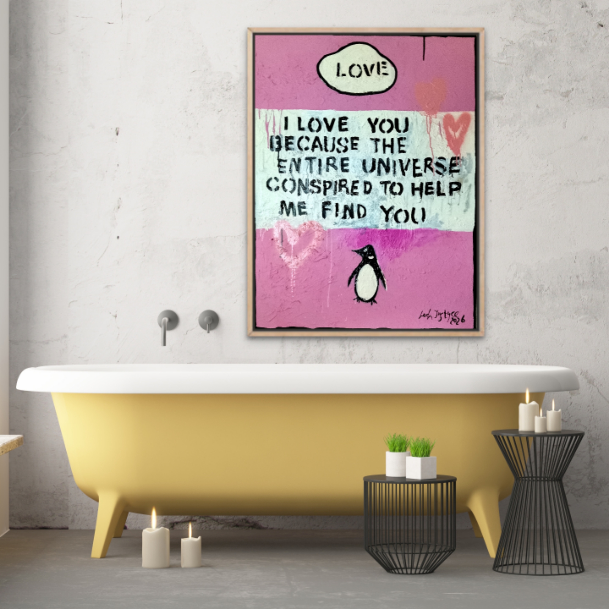 I Love You - Penguin Book Cover Wall Art by Leah Justyce