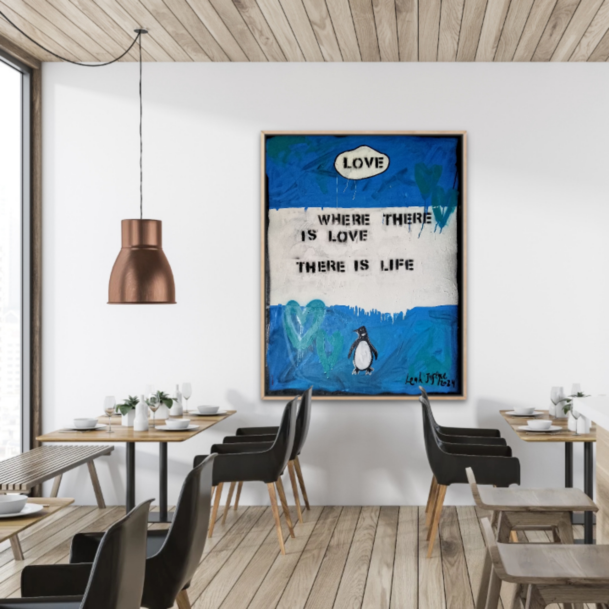 Where There Is Love There Is Life - Penguin Book Cover Wall Art by Leah Justyce